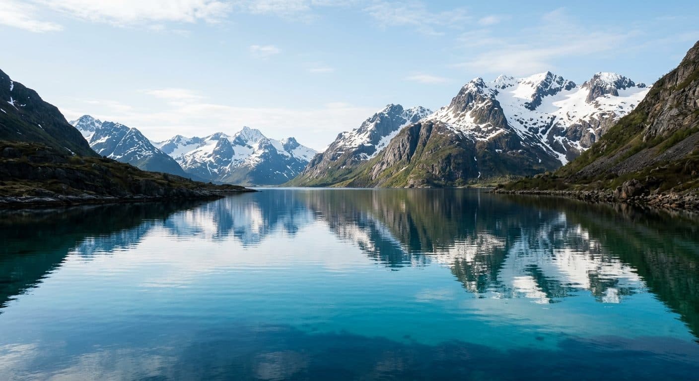 Arktische Fjordlandschaft – Wasser, Felsen, Weite