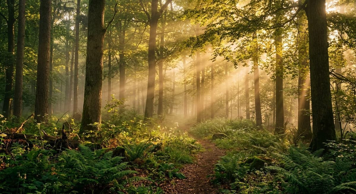 Lichtdurchfluteter Wald